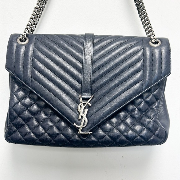 YSL Saint Laurent Navy quilted Envelope bag - Picture 1 of 13